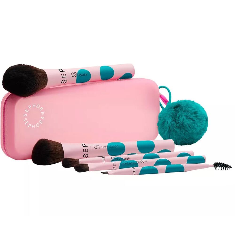New Sephora Collection Face & Eye Makeup Brush Set with case brushes foundation